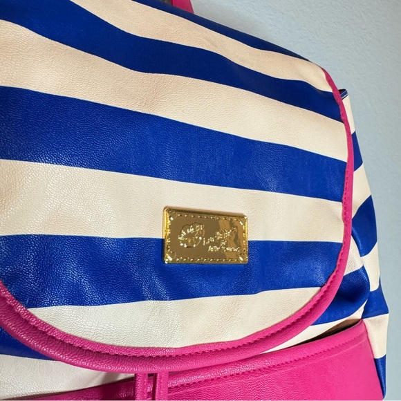 Betsey Johnson Pink and Blue Striped Backpack - Picture 4 of 4